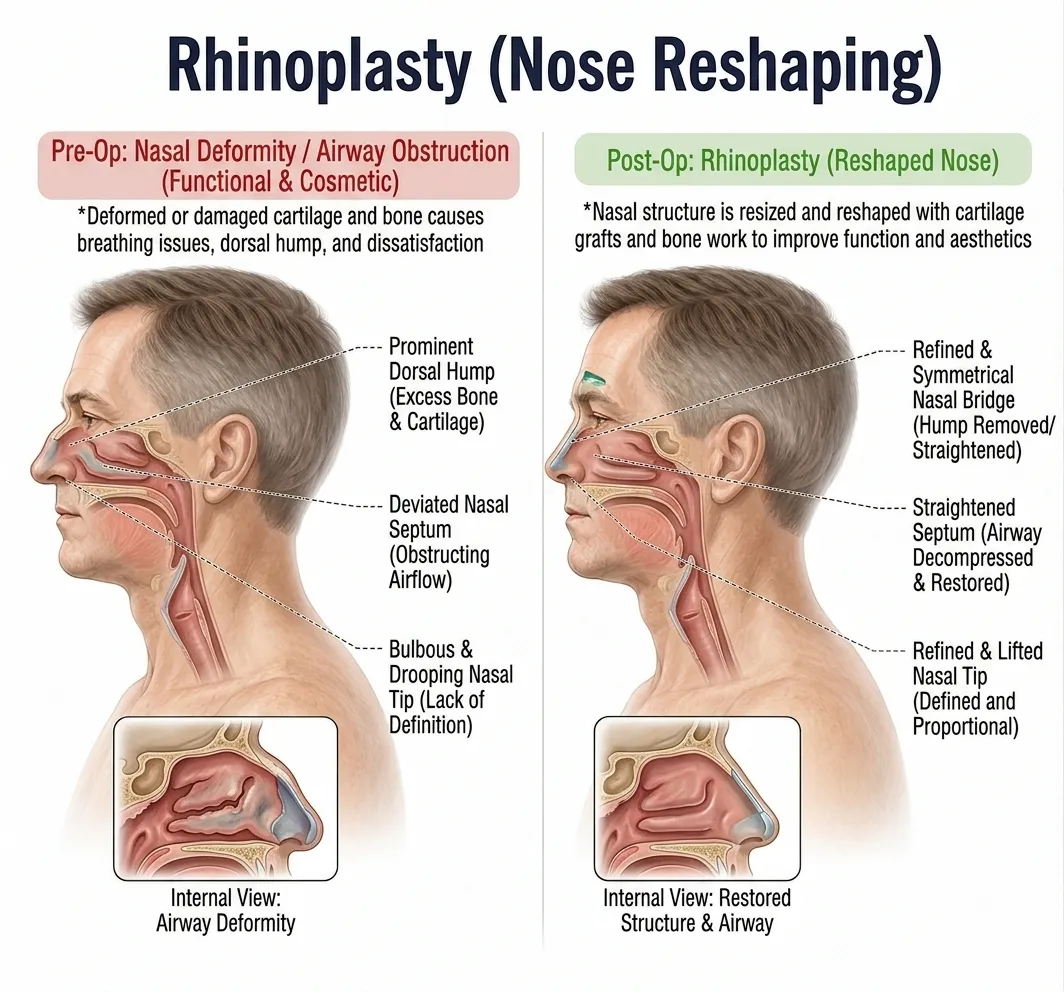 Rhinoplasty (Nose Reshaping) — anatomy diagram